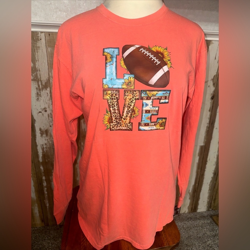 NEW Comfort Colors Football long sleeve t shirt NWT size large